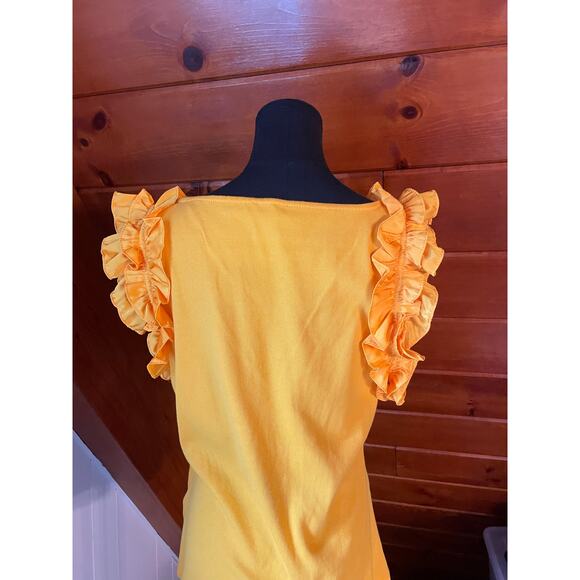 Cece Ruffle Sleeve Bright Yellow Ribbed Tank Top sz XL - Picture 6 of 8